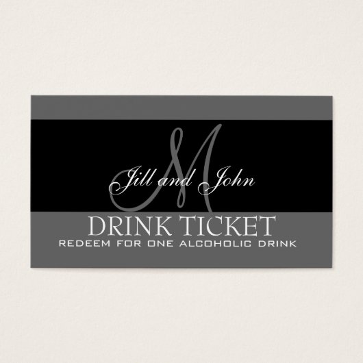Personalized Drink Ticket for Wedding Reception (Front)