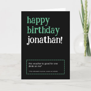 Personalized Drink Voucher Birthday Card
