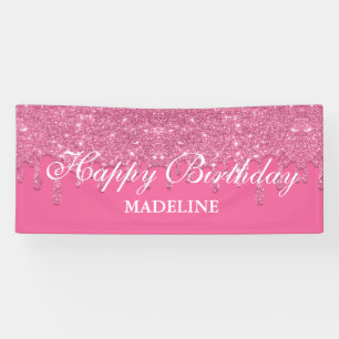 Personalized Dripping Glitter Birthday Banner