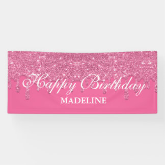 Personalized Dripping Glitter Birthday Banner