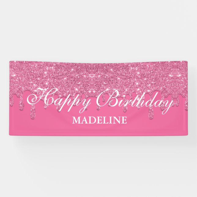 Personalized Dripping Glitter Birthday Banner (Horizontal)