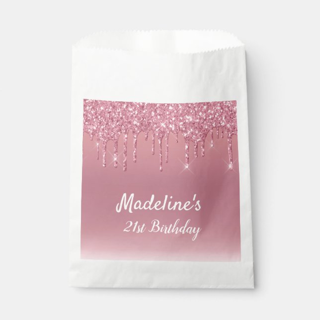 Personalized Dripping Glitter  Favor Bag (Front)