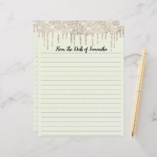Personalized Dripping Glitter Lined Stationary