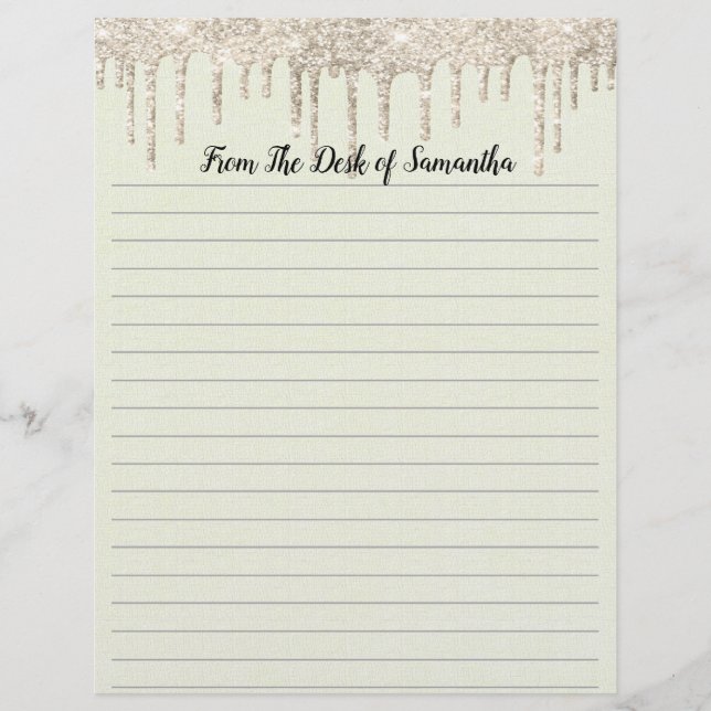 Personalized Dripping Glitter Lined Stationary Letterhead (Front)