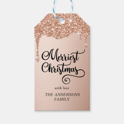 Personalized Dripping Glitter Merriest Christmas Gift Tags