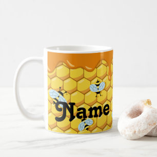 Personalized Dripping Honey Bees Design Coffee Mug