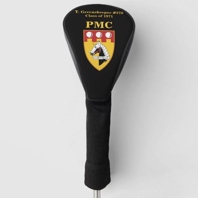 PERSONALIZED Driver Head Cover (BLACK) w/PMC SEAL (Front)