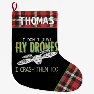 Personalized Drone Fly Crash Multirotor Quadcopter Large Christmas Stocking