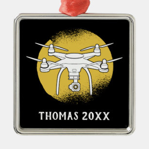 Personalized Drone Pilot Multirotor Quadcopter Metal Ornament