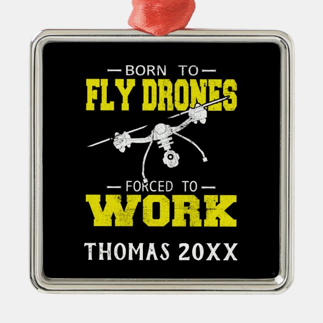 Personalized Drone Pilot Multirotor Quadcopter Metal Ornament (Front)