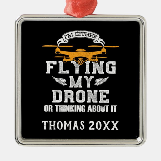 Personalized Drone Pilot Multirotor Quadcopter Metal Ornament (Front)