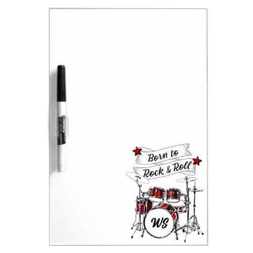 Personalized Drummer Born to Rock  Roll Drum Kit Dry Erase Board