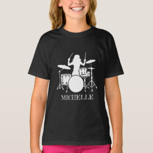 Personalized Drummer Girl   Drums Drummer Gift     T-Shirt