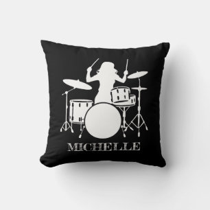 Personalized Drummer Girl   Drums Drummer Gift Throw Pillow