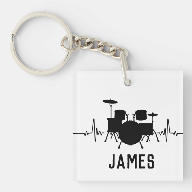 Personalized drummer  keychain (Front)