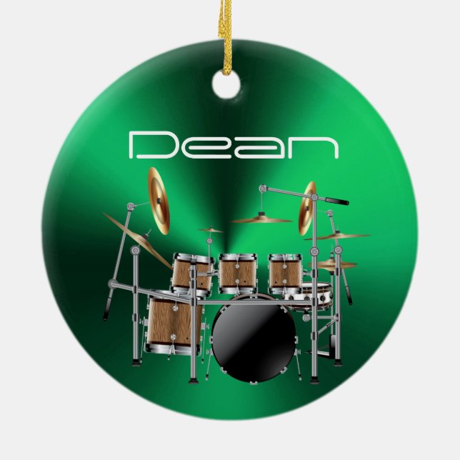 Personalized Drummer Musical Christmas Ornament (Back)