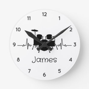 Personalized drummer  Round Clock