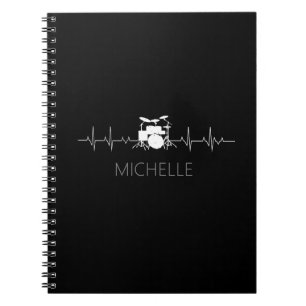 Personalized Drums black white - Funny drummer Notebook
