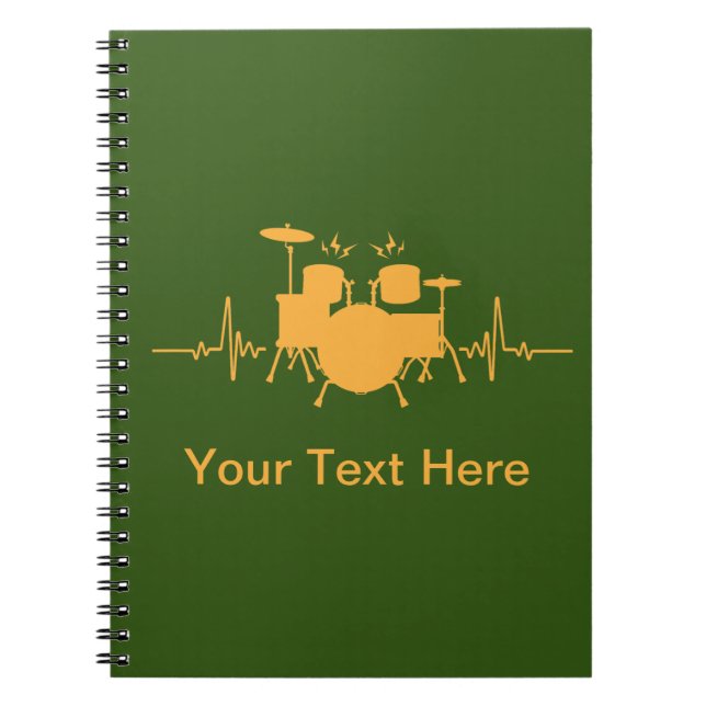 Personalized Drums Heartbeat - Funny drummer Notebook (Front)