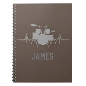 Personalized Drums Heartbeat - Funny drummer  Notebook