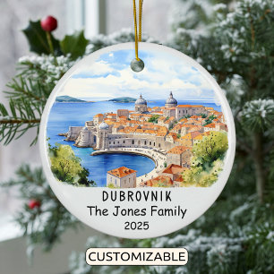 Personalized Dubrovnik Ornament, Croatia Ceramic Ornament