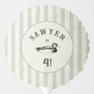 Personalized Duck Birthday Striped Balloon