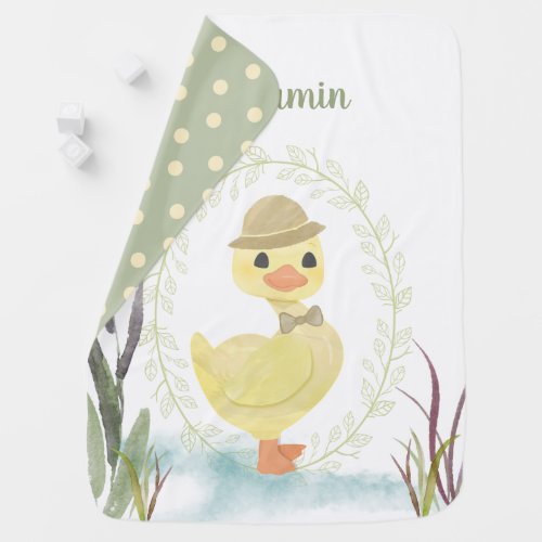 Personalized Duck Duckling with Bow Tie Baby Blanket