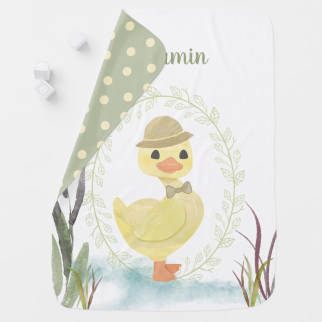 Personalized Duck Duckling with Bow Tie Baby Blanket (In Situ)