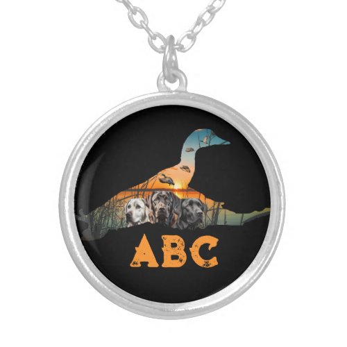 Personalized Duck Hunting Necklace Labrador Silver Plated Necklace