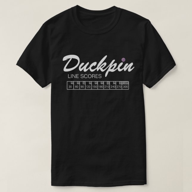 Personalized Duckpin Line Scores Black T-Shirt (Design Front)