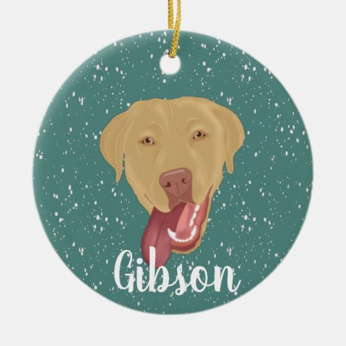 Personalized Dudley Labrador Christmas Ceramic Ornament