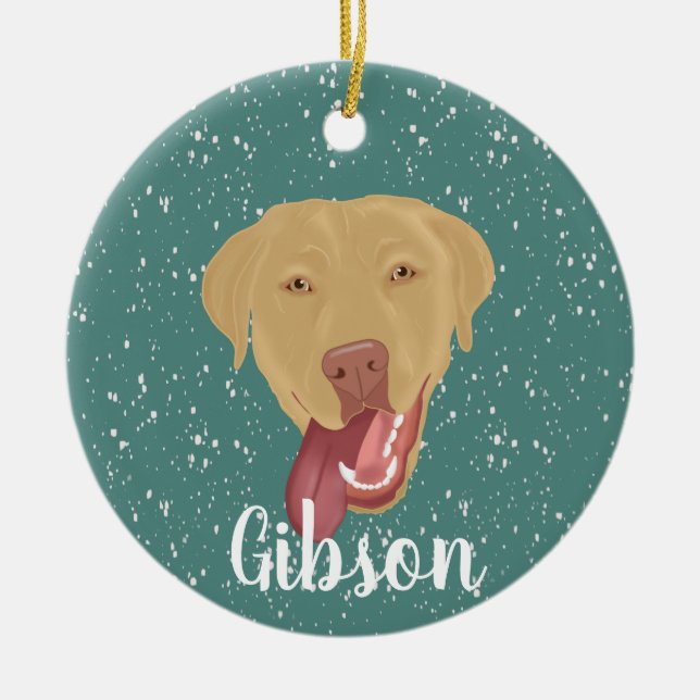 Personalized Dudley Labrador Christmas Ceramic Ornament (Front)