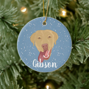 Personalized Dudley Labrador Christmas Ceramic Ornament