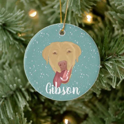 Personalized Dudley Labrador Christmas  Ceramic Ornament