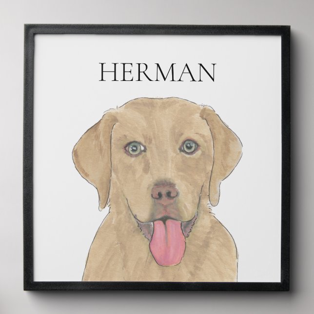 Personalized Dudley Labrador Pet Portrait Art Peel And Stick Photo Tile (Front Set)