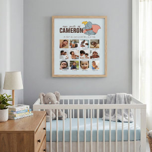 Personalized Dumbo First Birthday Milestone Poster