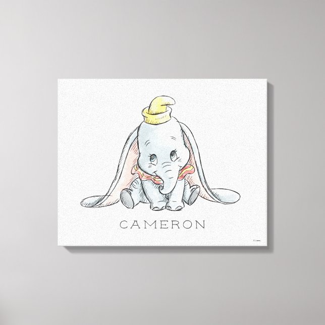 Personalized Dumbo Watercolor Canvas Print (Front)