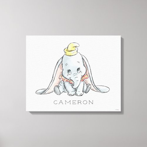 Personalized Dumbo Watercolor Canvas Print
