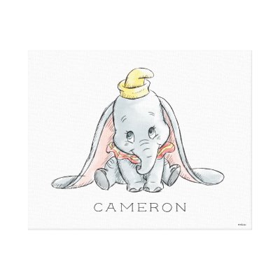 Personalized Dumbo Watercolor Canvas Print