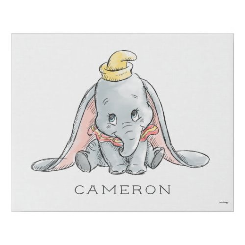 Personalized Dumbo Watercolor Faux Canvas Print