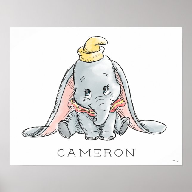 Personalized Dumbo Watercolor Poster (Front)