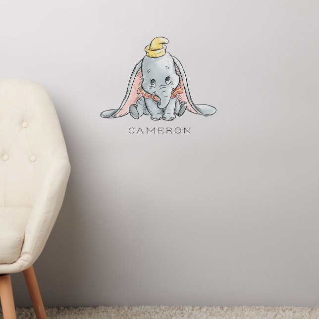 Personalized Dumbo Watercolor Wall Decal (Living Room 2)