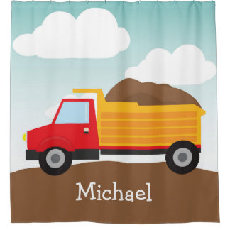 Personalized Dump Truck, Boy's Shower Curtain
