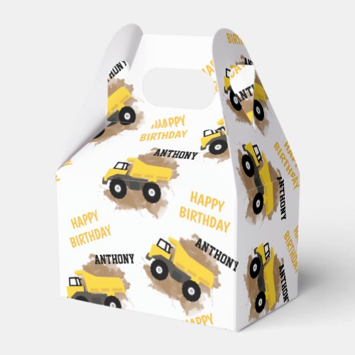 Personalized Dump Truck Construction Mud Boys Name Favor Boxes