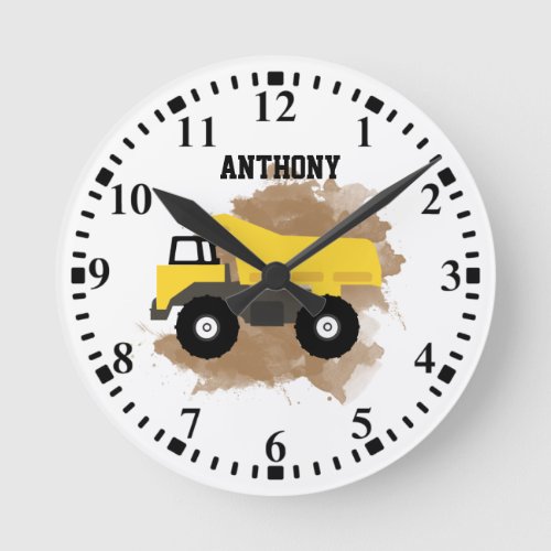 Personalized Dump Truck Construction Mud Round Clock