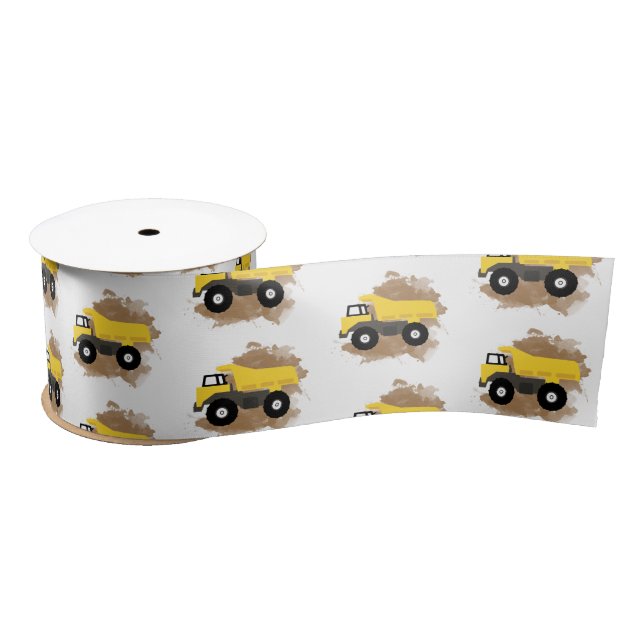 Personalized Dump Truck Construction Mud  Satin Ribbon (Spool)