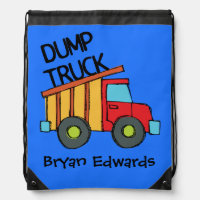 Personalized Dump Truck Drawstring Bag