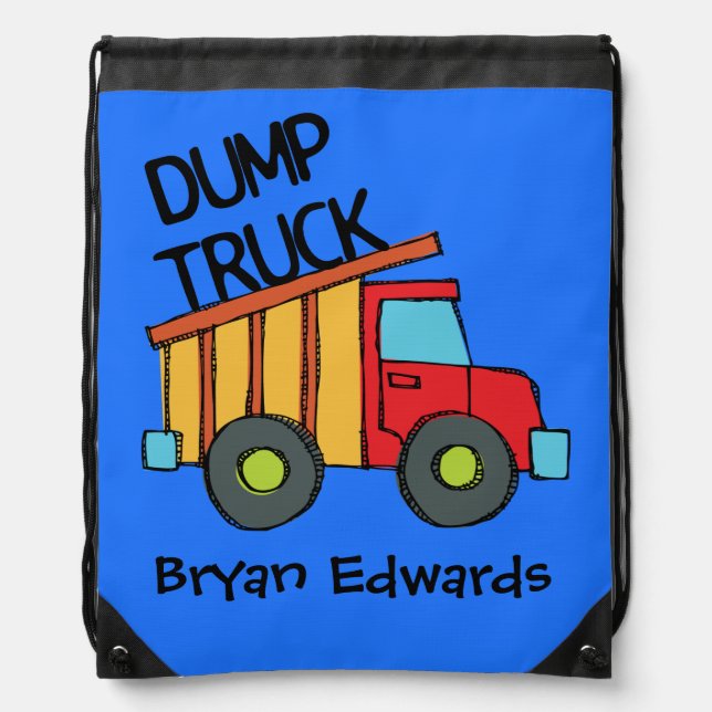 Personalized Dump Truck Drawstring Bag (Front)