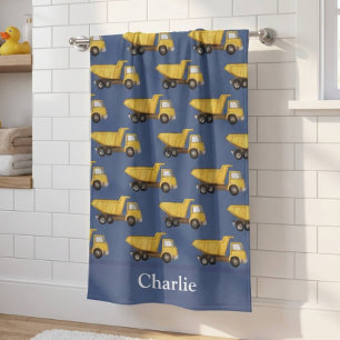 Personalized Dump Truck Kids Bath Towel