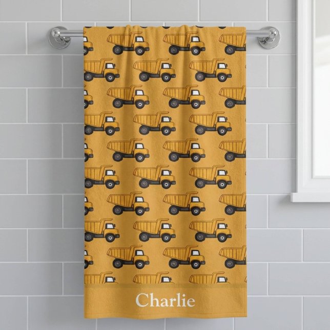 Personalized Dump Truck Kids Bath Towel (Creator Uploaded)
